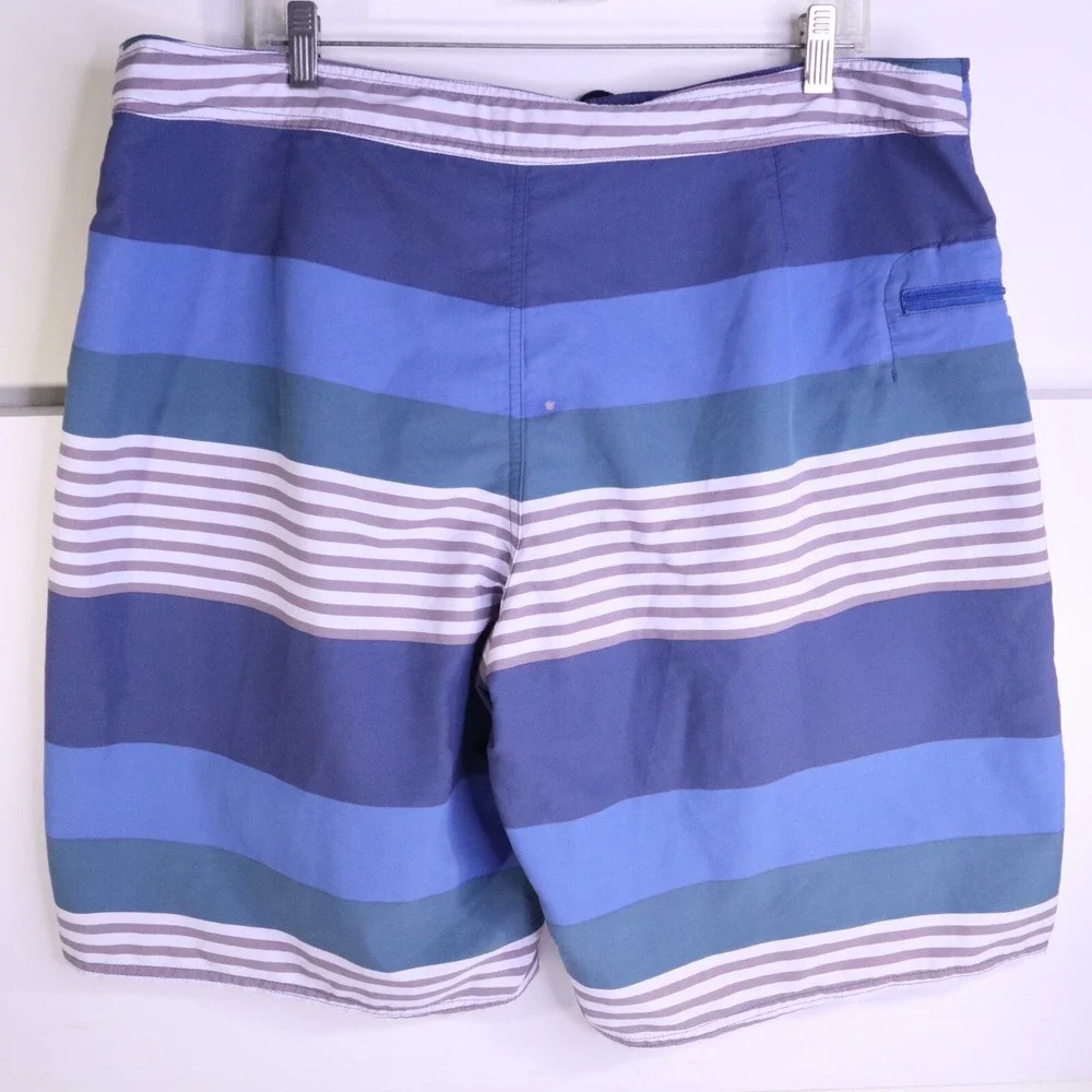 Patagonia Board Shorts Men's Size 40 Surf Swim Trunks Unlined Blue Stripes